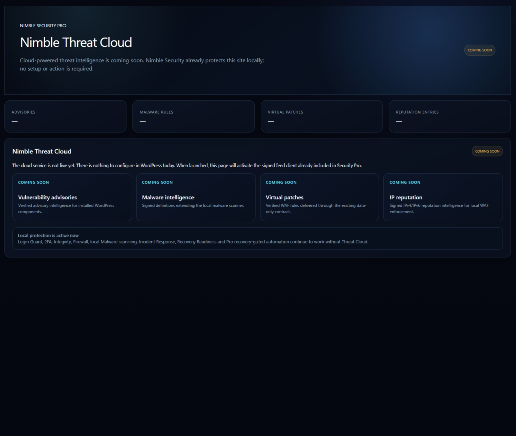 Nimble Security — Threat Intelligence, Threat Cloud coming soon