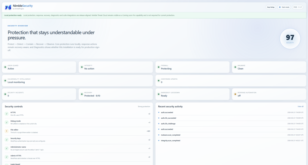 The same Overview in light mode. Appearance is per-user, so it follows whoever is signed in.